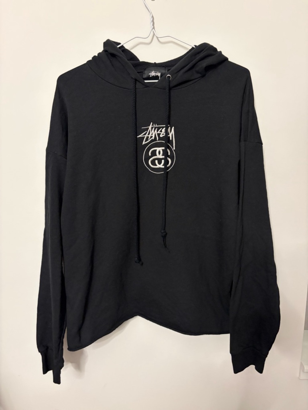 Stussy Black stitched Logo Hoodie